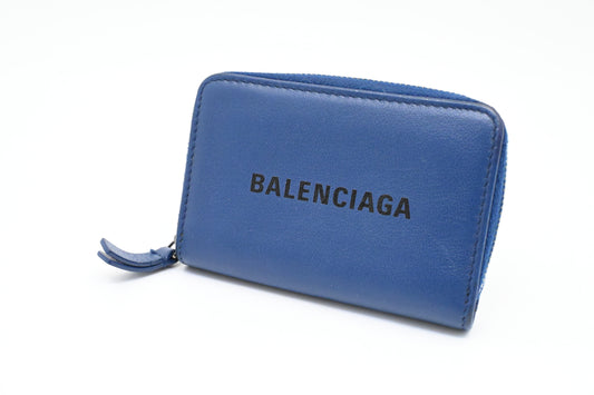 Balenciaga Zippy Coin Case in Blue Leather