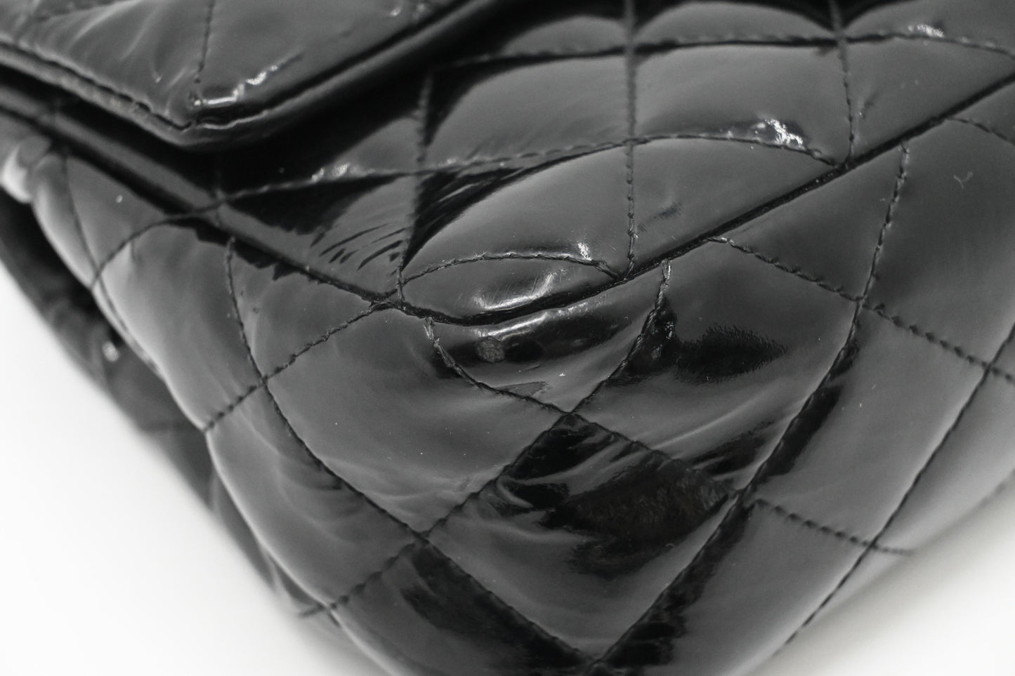 Chanel Small Flap in Black Mattelassé Patent Leather