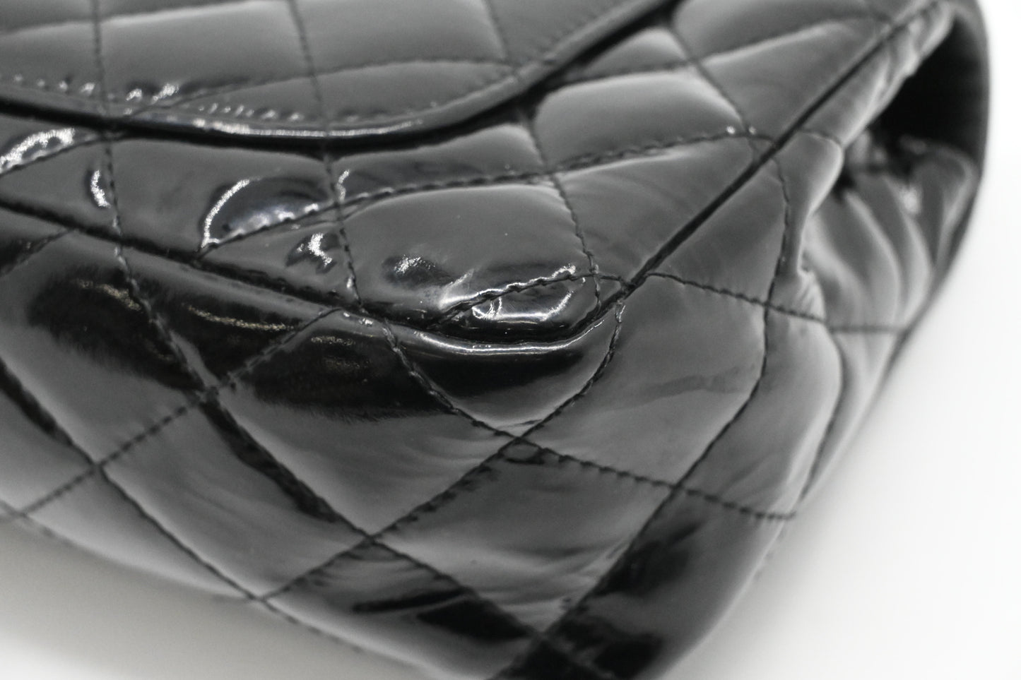 Chanel Small Flap in Black Mattelassé Patent Leather