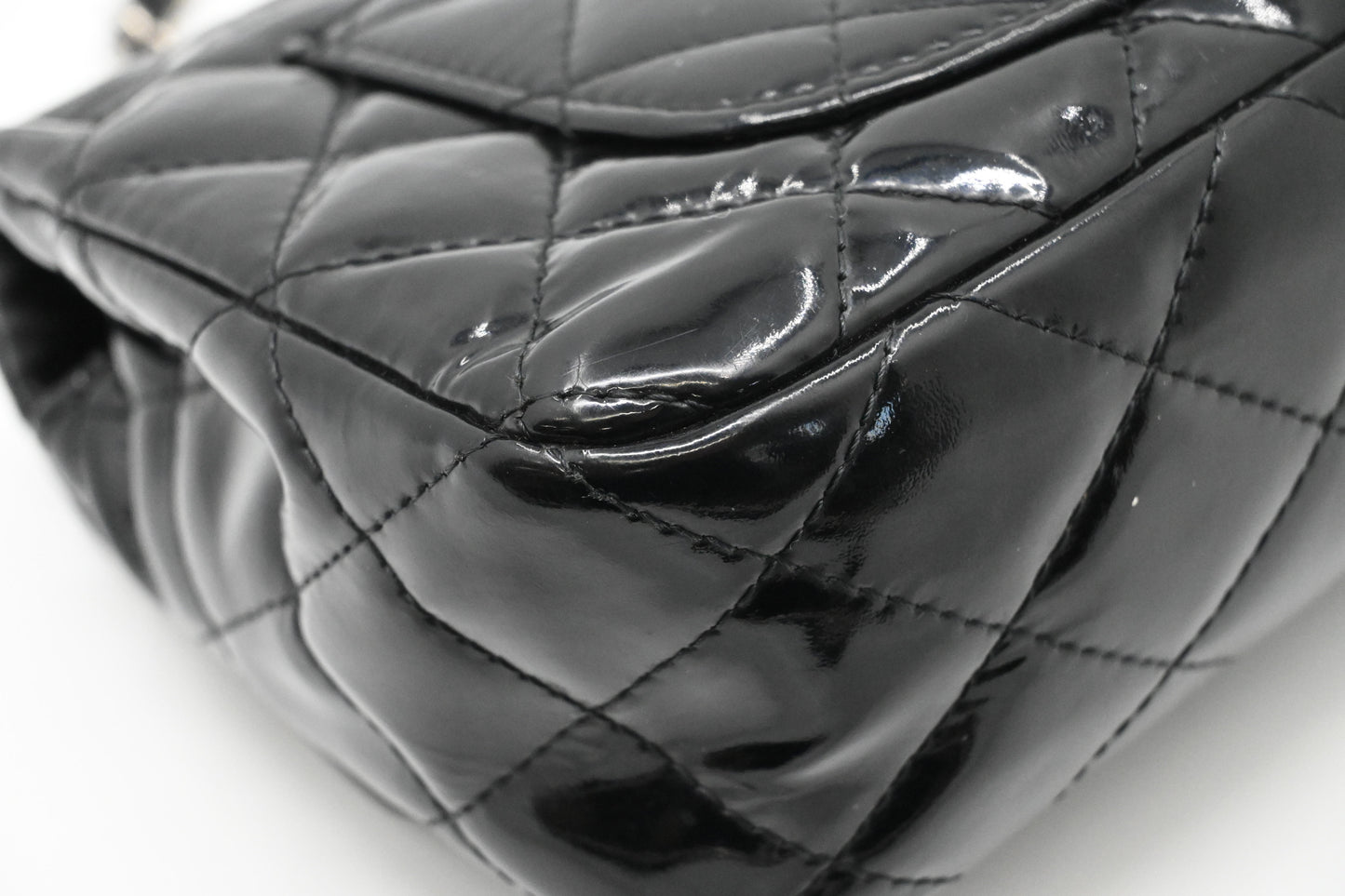 Chanel Small Flap in Black Mattelassé Patent Leather