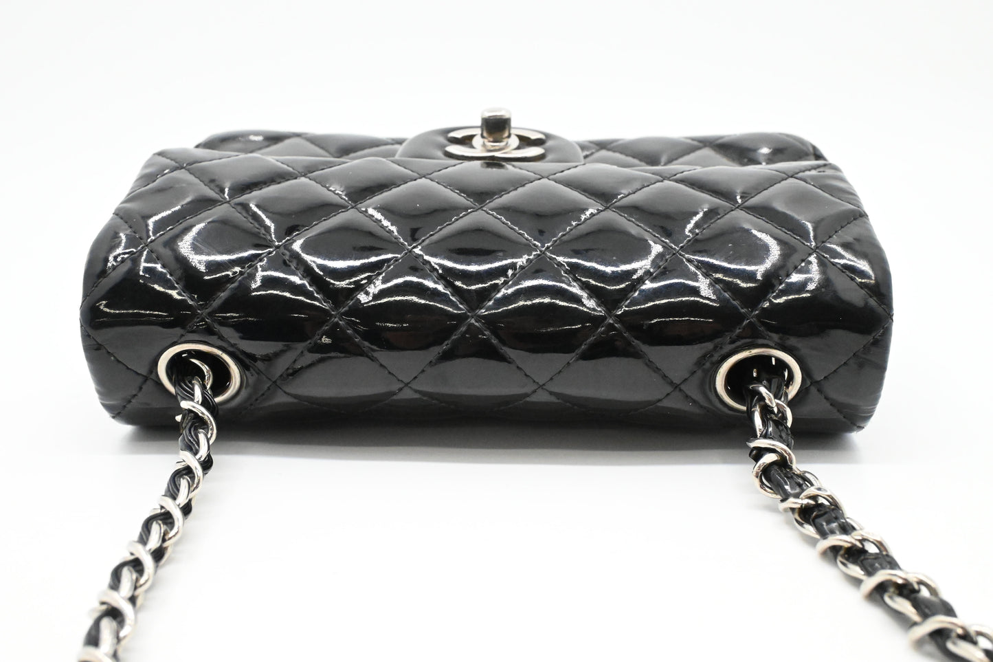 Chanel Small Flap in Black Mattelassé Patent Leather