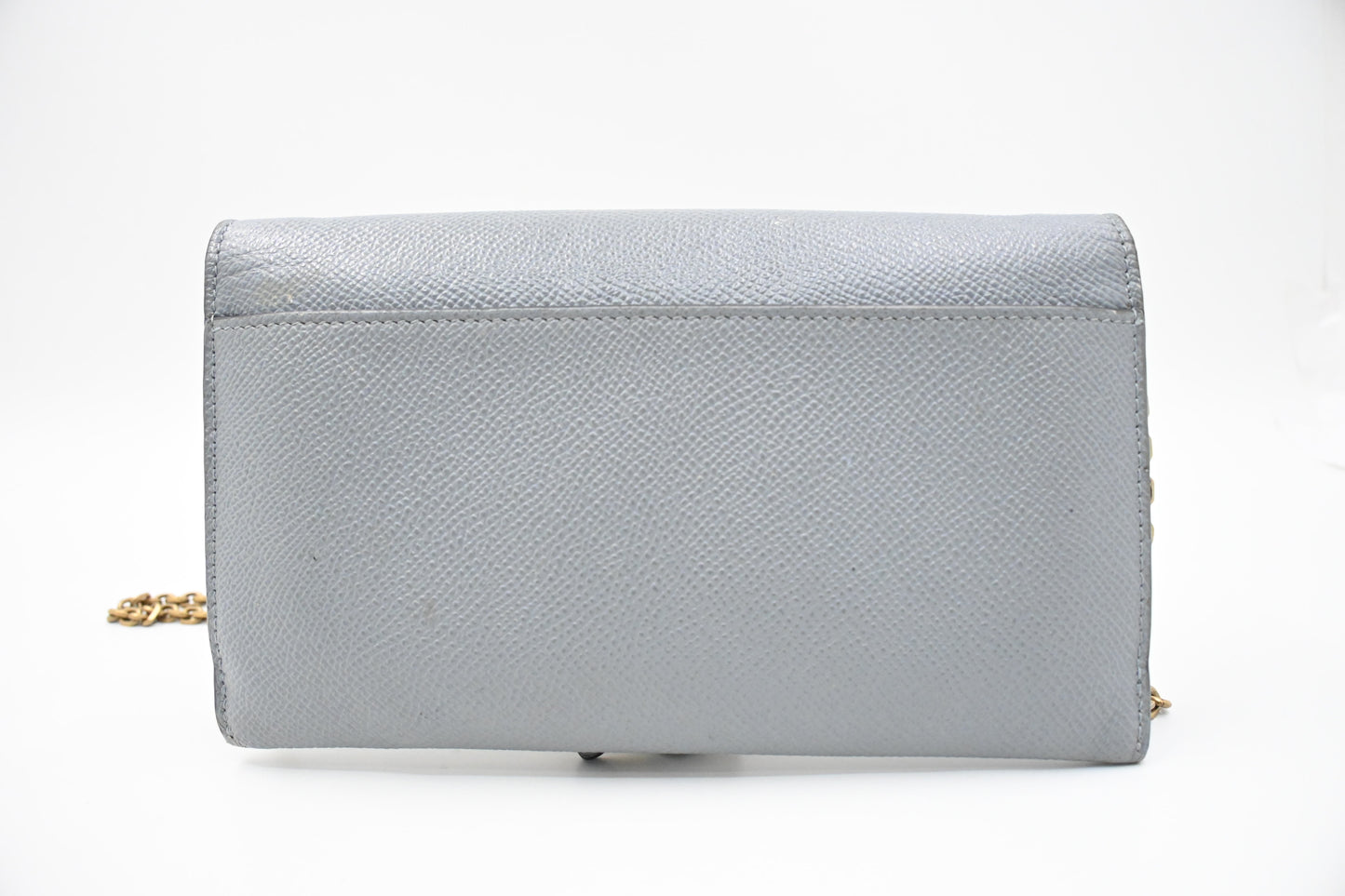 Dior Saddle Wallet on Chain in Gray Leather