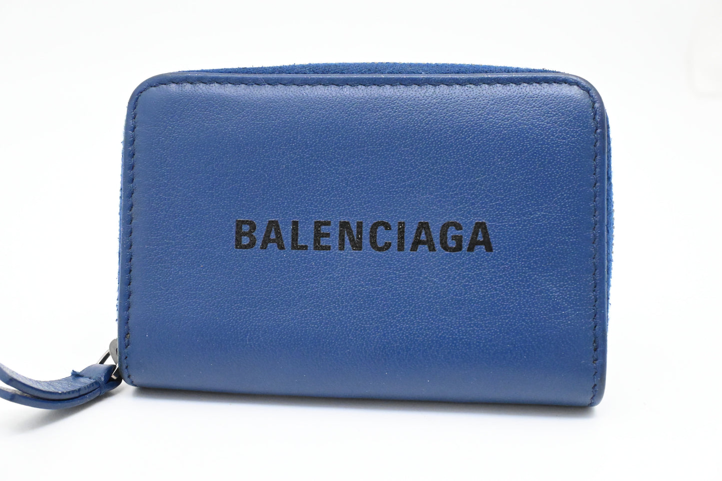 Balenciaga Zippy Coin Case in Blue Leather