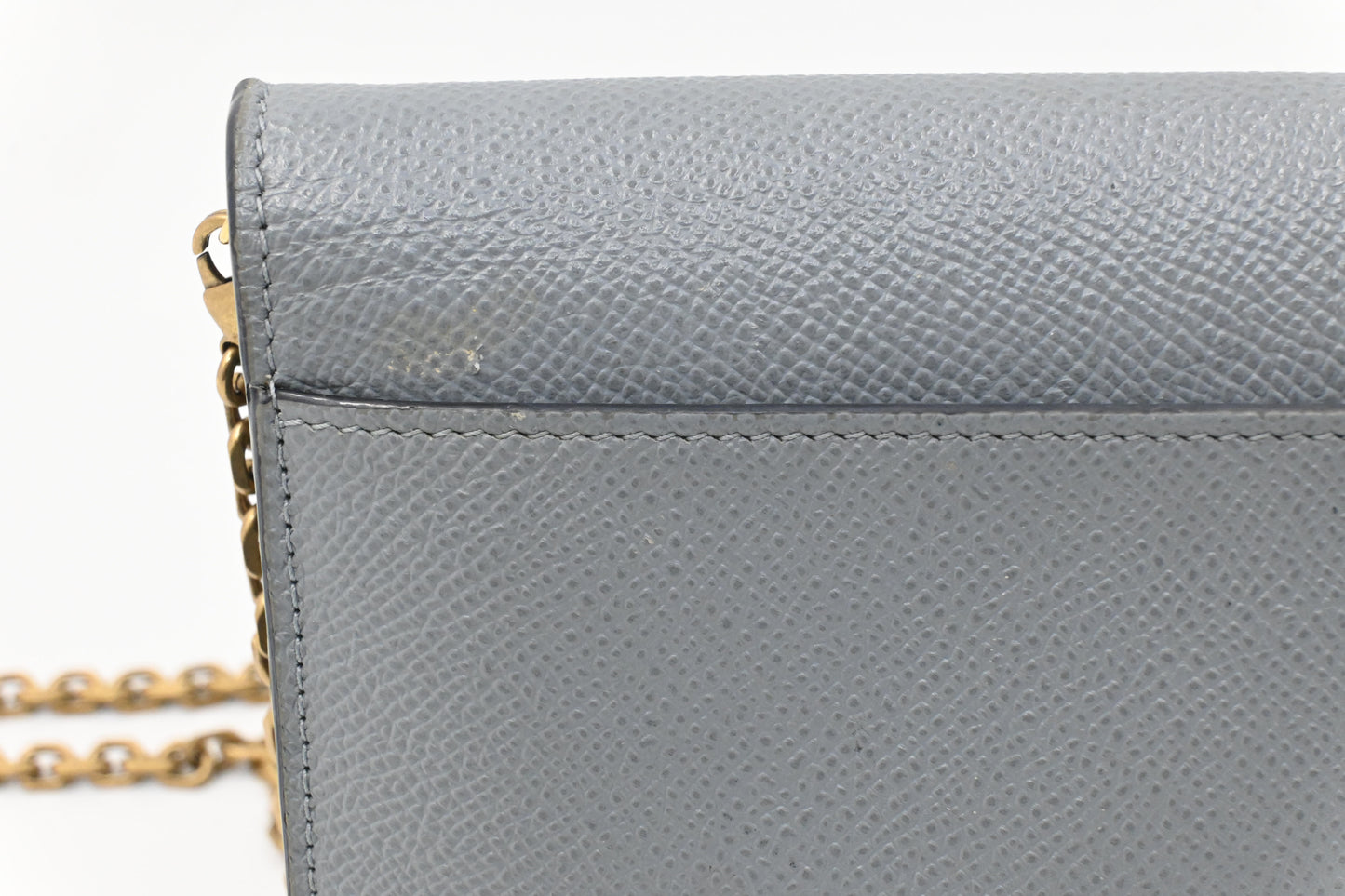 Dior Saddle Wallet on Chain in Gray Leather