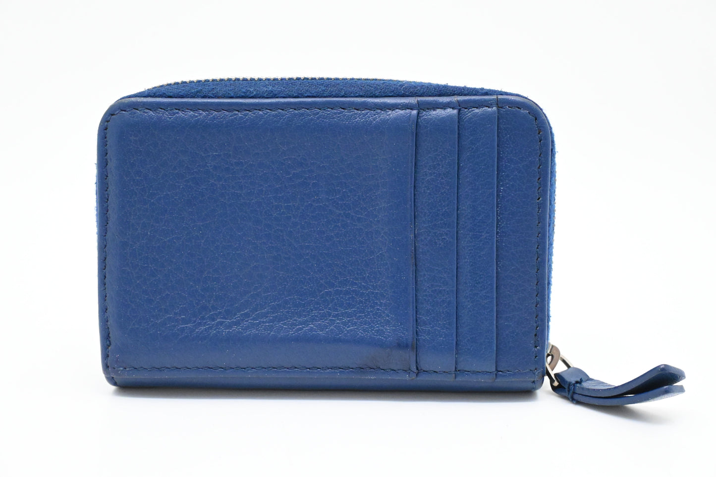 Balenciaga Zippy Coin Case in Blue Leather