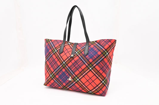 Vivienne Westwood Tote in Red Plaid Nylon