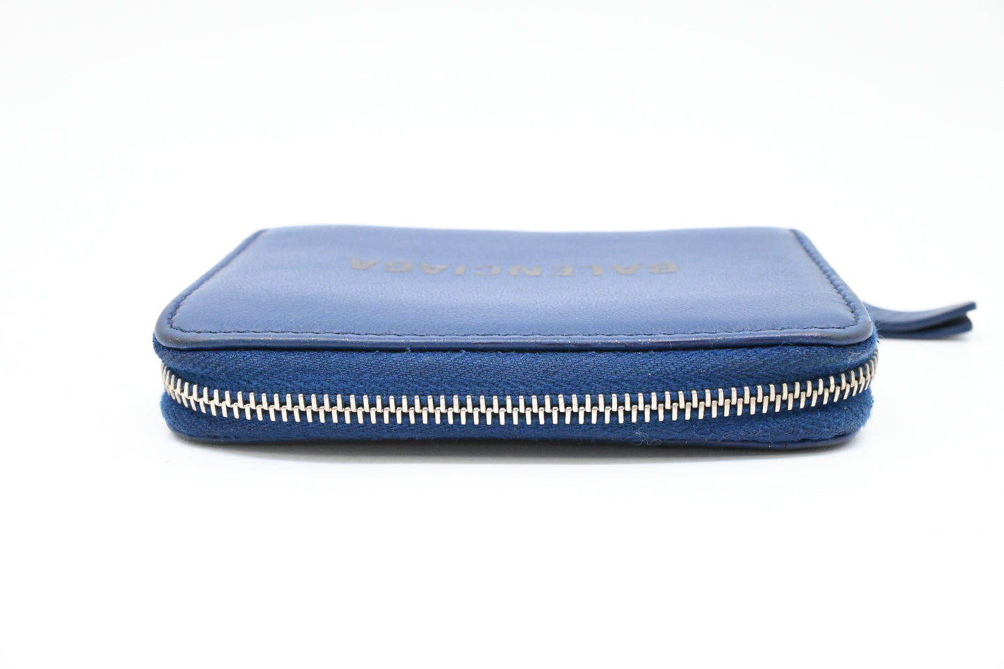 Balenciaga Zippy Coin Case in Blue Leather