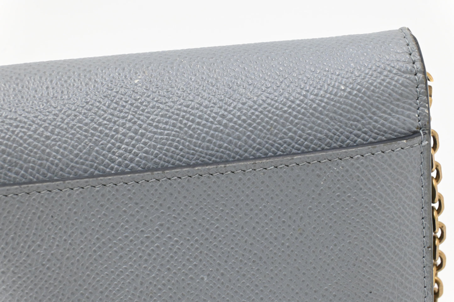 Dior Saddle Wallet on Chain in Gray Leather