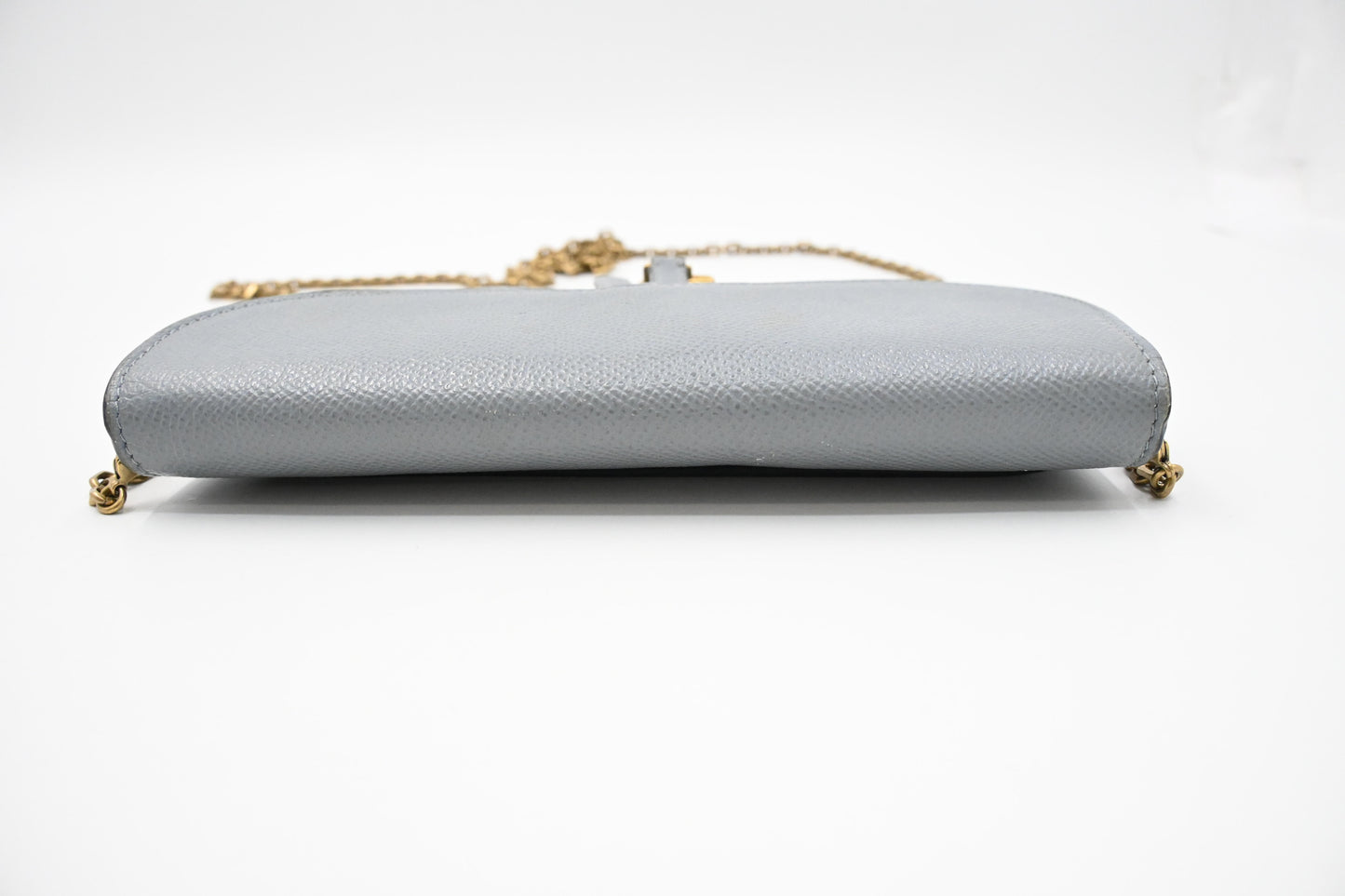 Dior Saddle Wallet on Chain in Gray Leather