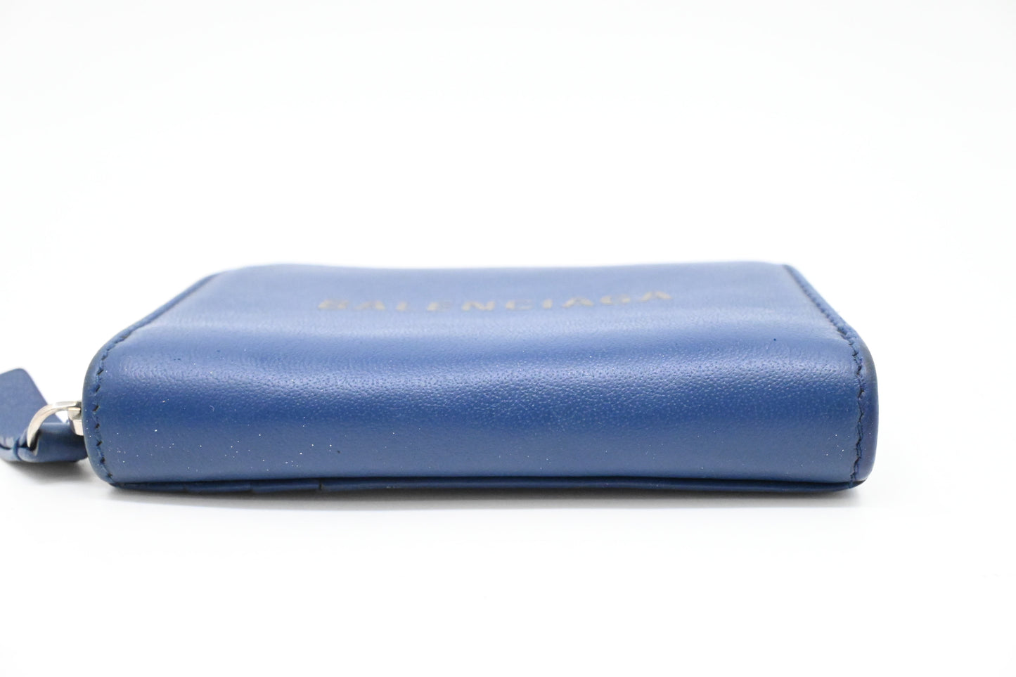 Balenciaga Zippy Coin Case in Blue Leather