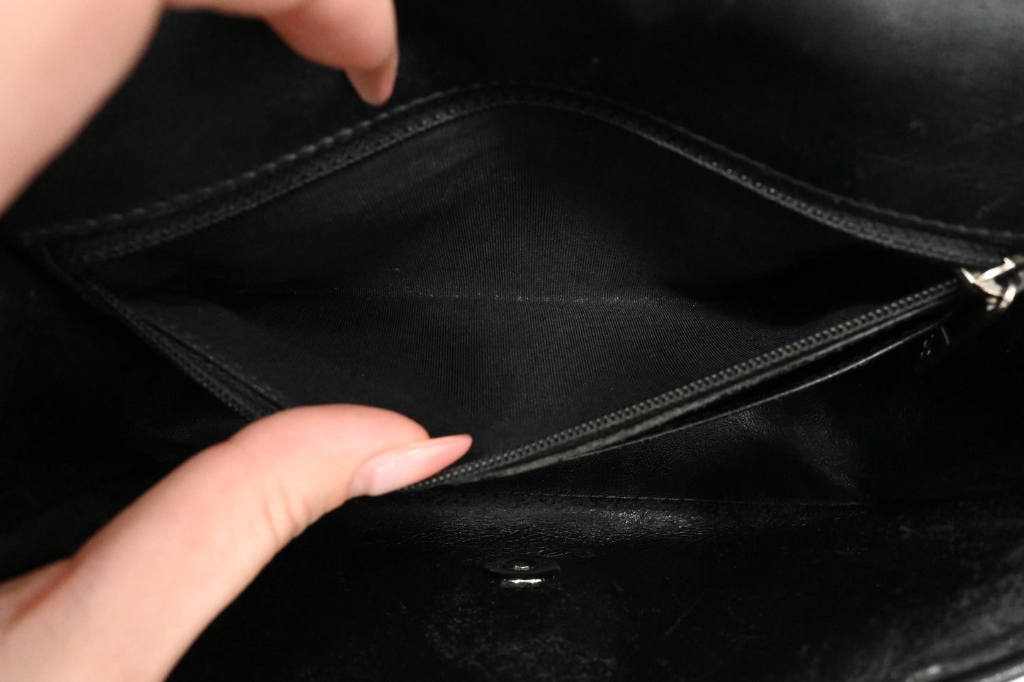 Chanel Small Flap in Black Mattelassé Patent Leather