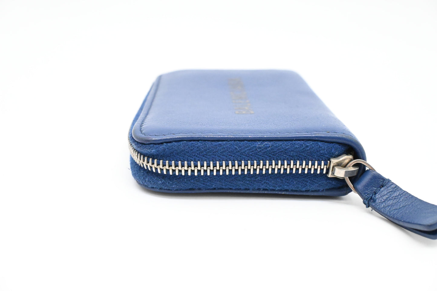 Balenciaga Zippy Coin Case in Blue Leather