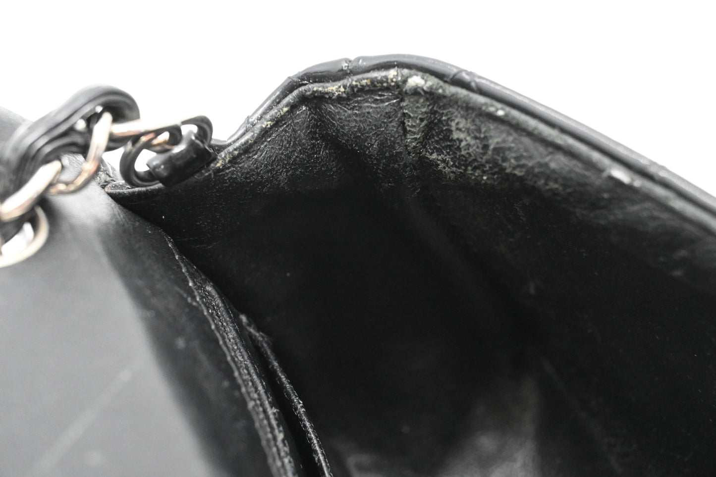Chanel Small Flap in Black Mattelassé Patent Leather