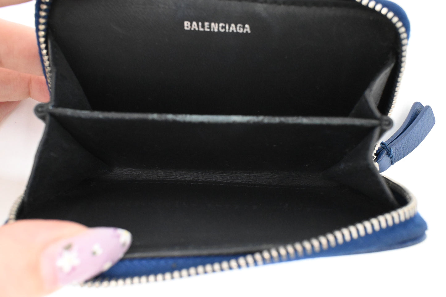 Balenciaga Zippy Coin Case in Blue Leather