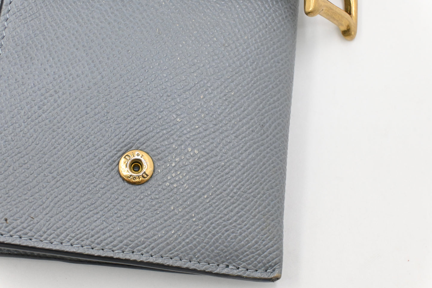 Dior Saddle Wallet on Chain in Gray Leather