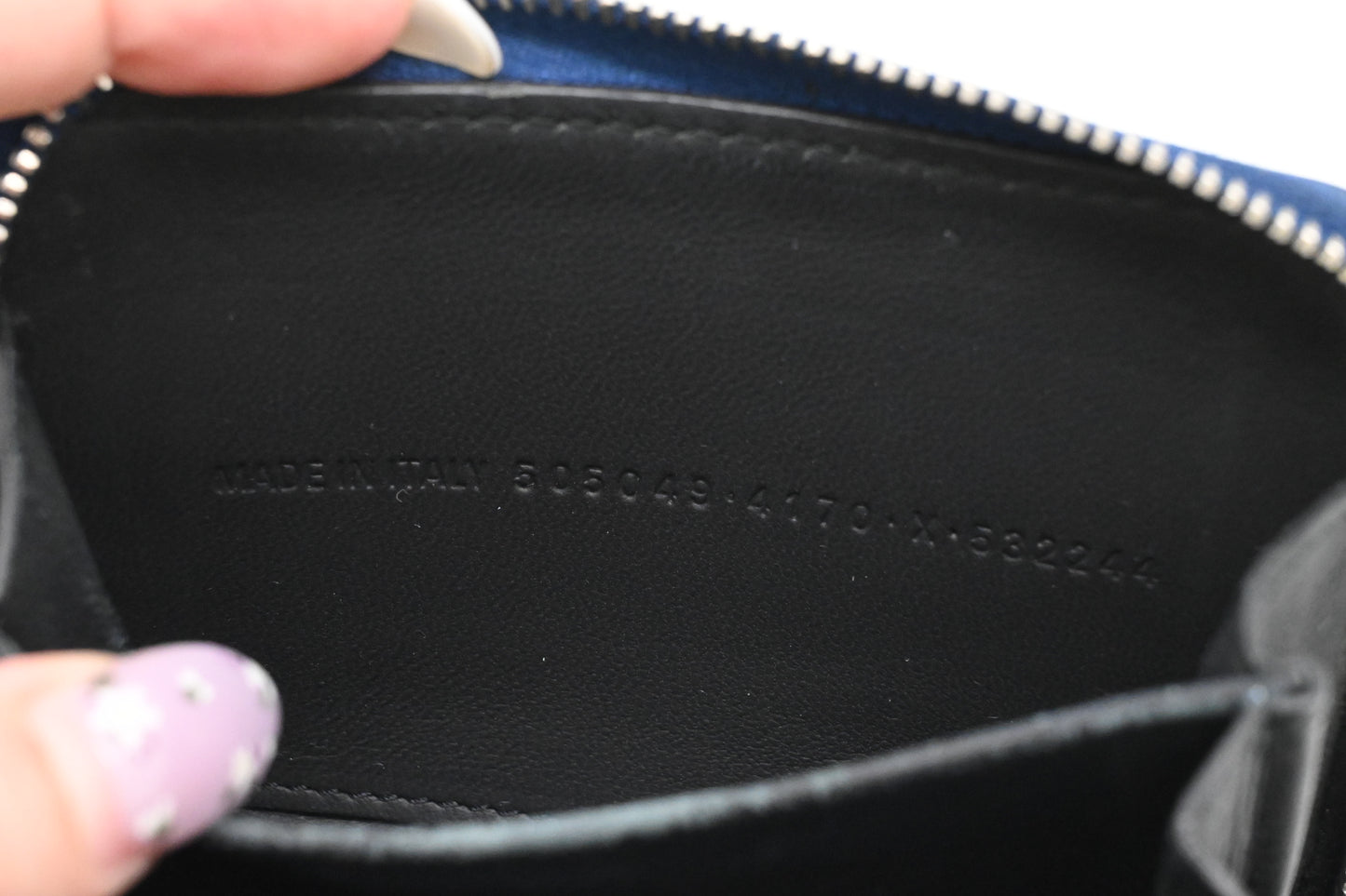 Balenciaga Zippy Coin Case in Blue Leather