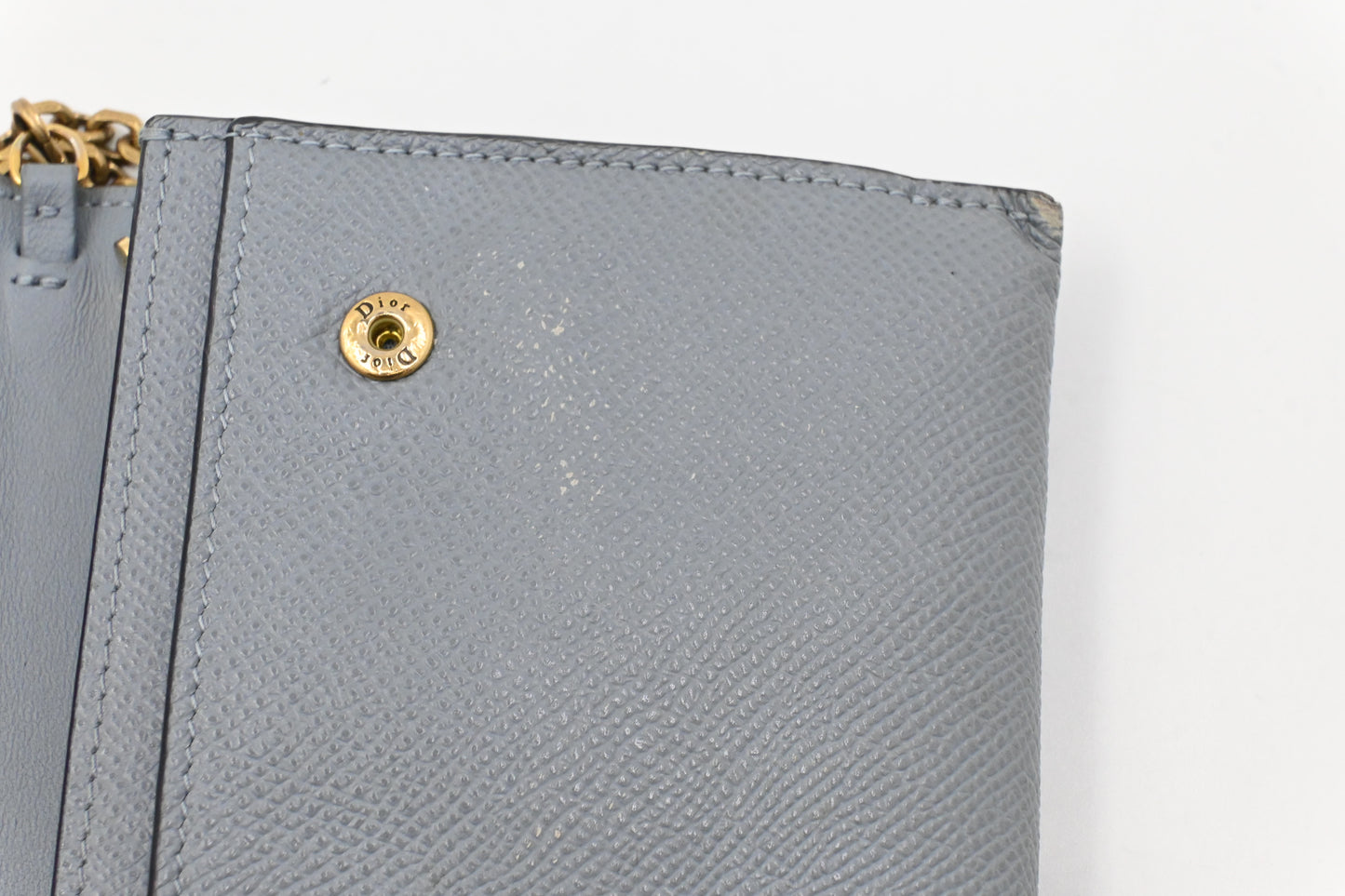Dior Saddle Wallet on Chain in Gray Leather