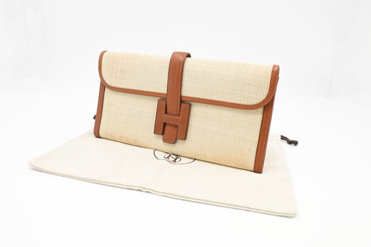 Hermes Jige Elan PM in Wicker and Light Brown Leather