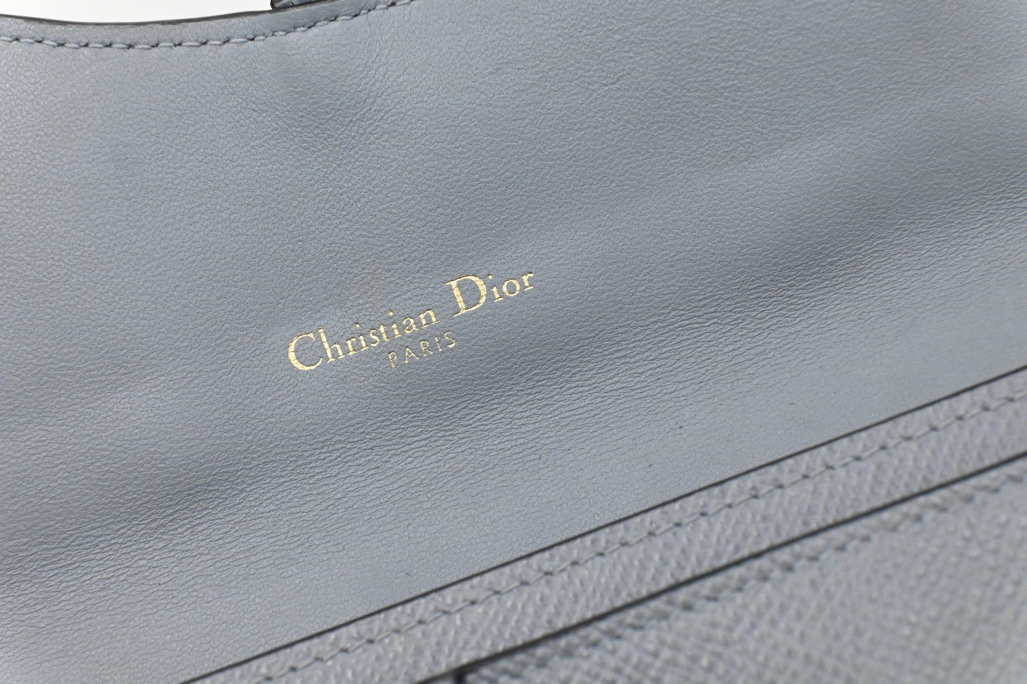Dior Saddle Wallet on Chain in Gray Leather