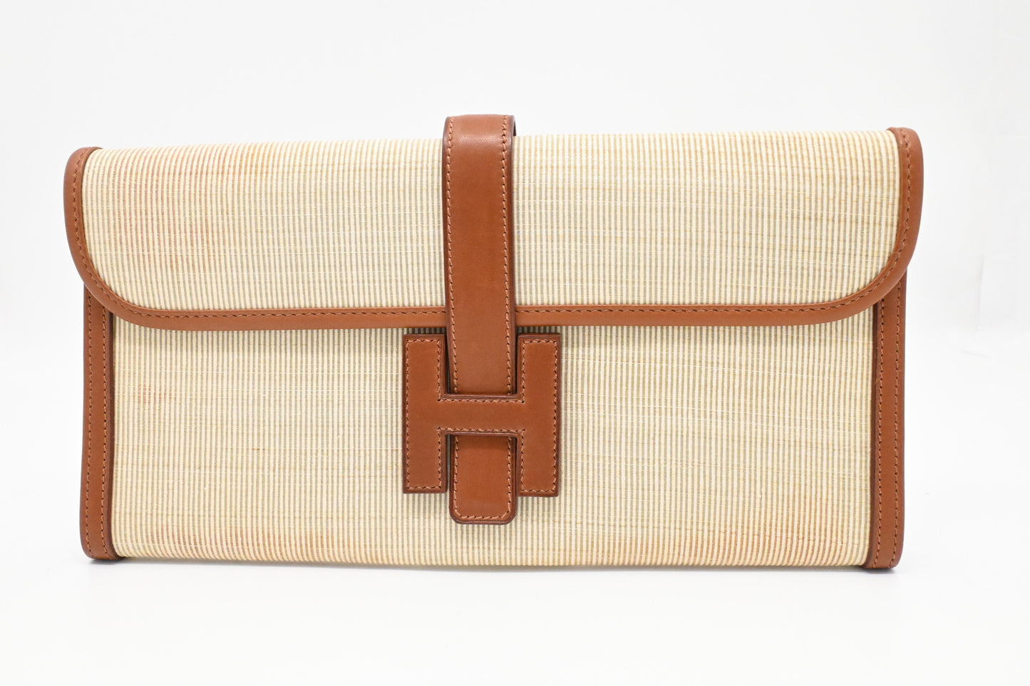 Hermes Jige Elan PM in Wicker and Light Brown Leather