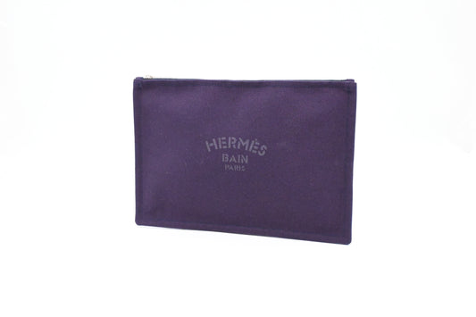 Hermes Bain Pouch in Purple Canvas