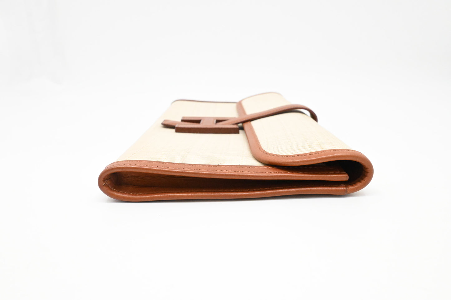Hermes Jige Elan PM in Wicker and Light Brown Leather