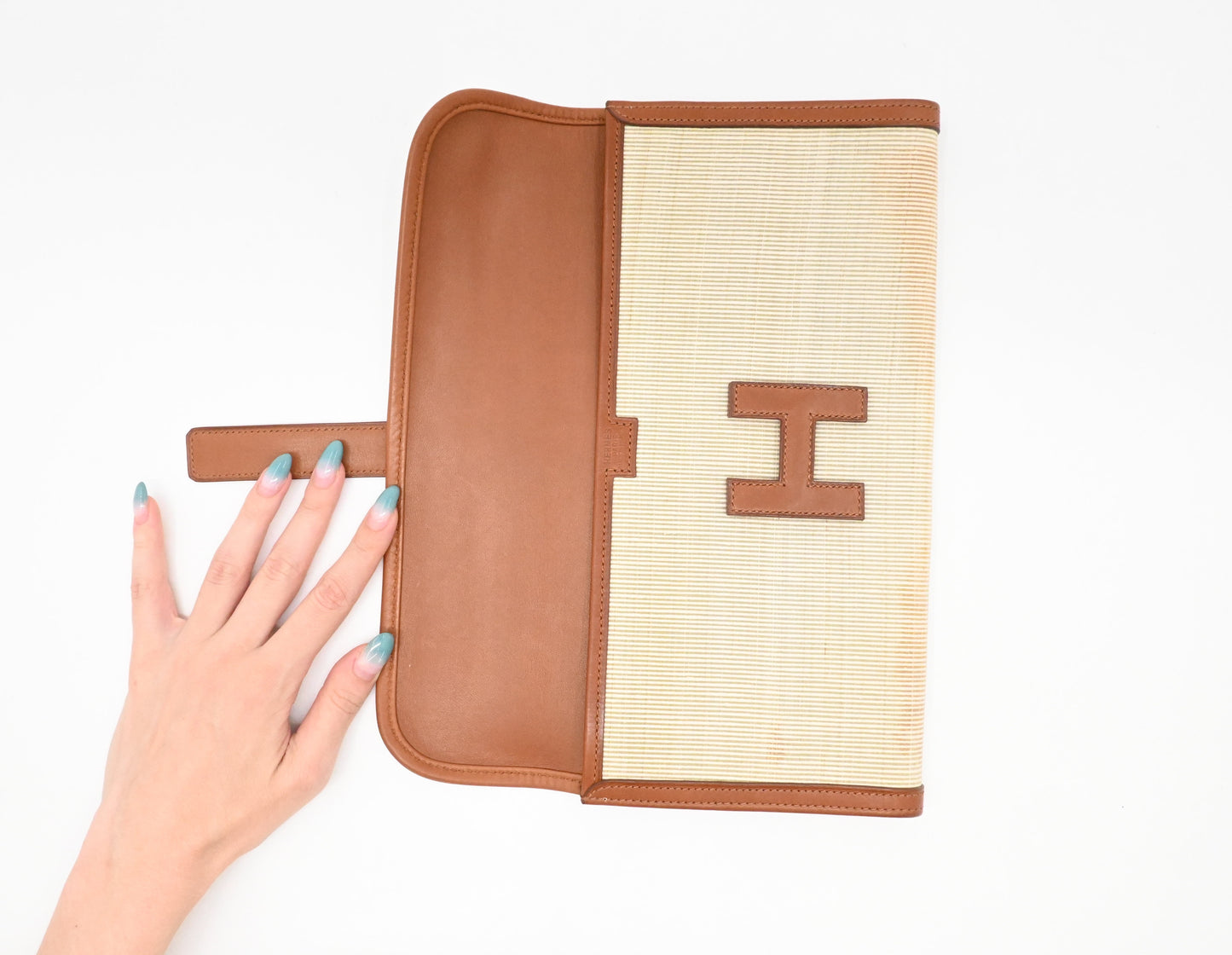 Hermes Jige Elan PM in Wicker and Light Brown Leather