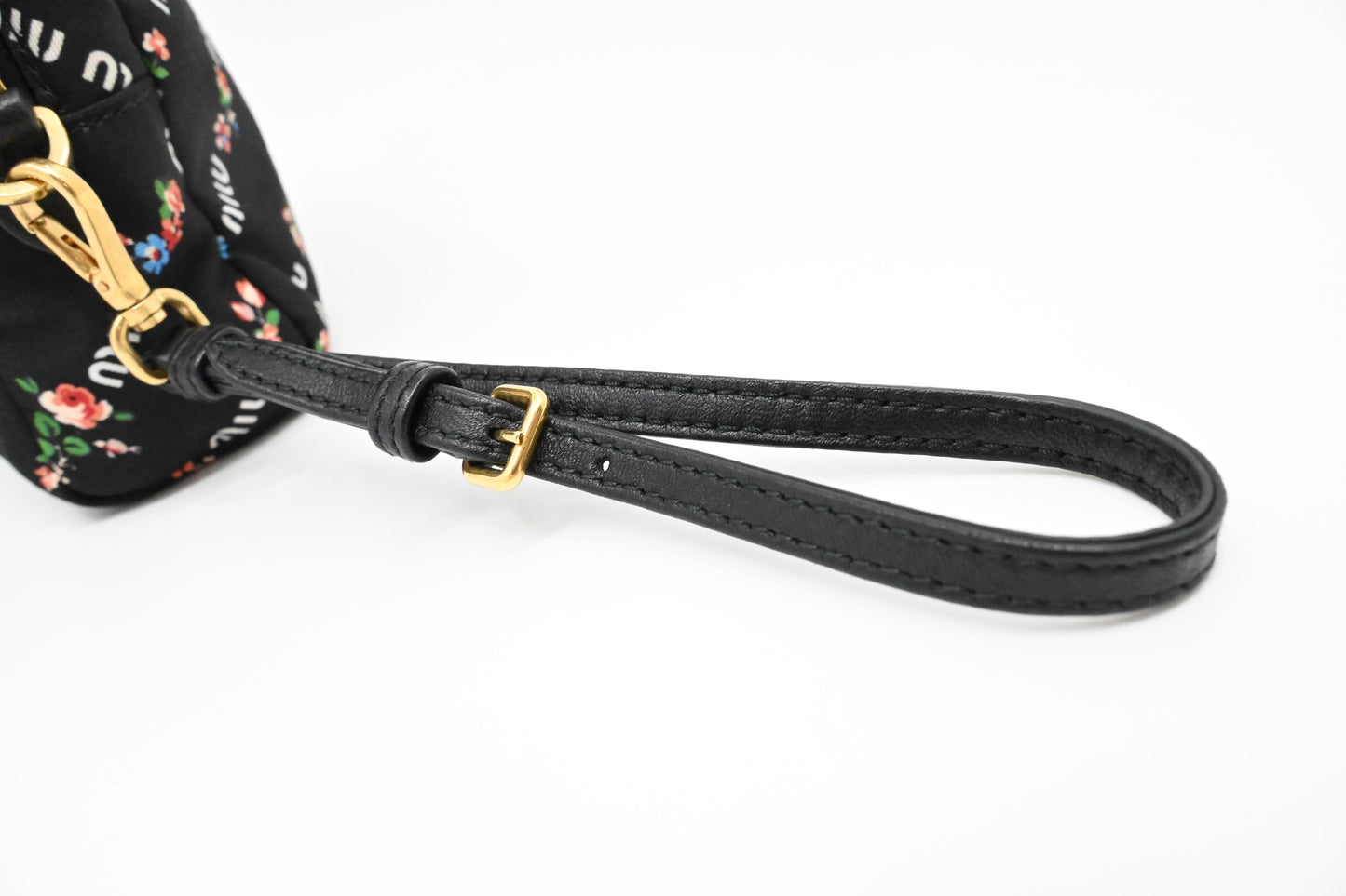 Miu Miu Wrist Pouch in Floral Black Canvas