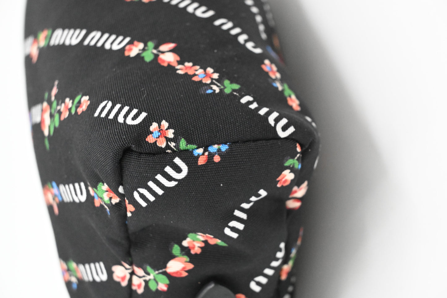 Miu Miu Wrist Pouch in Floral Black Canvas