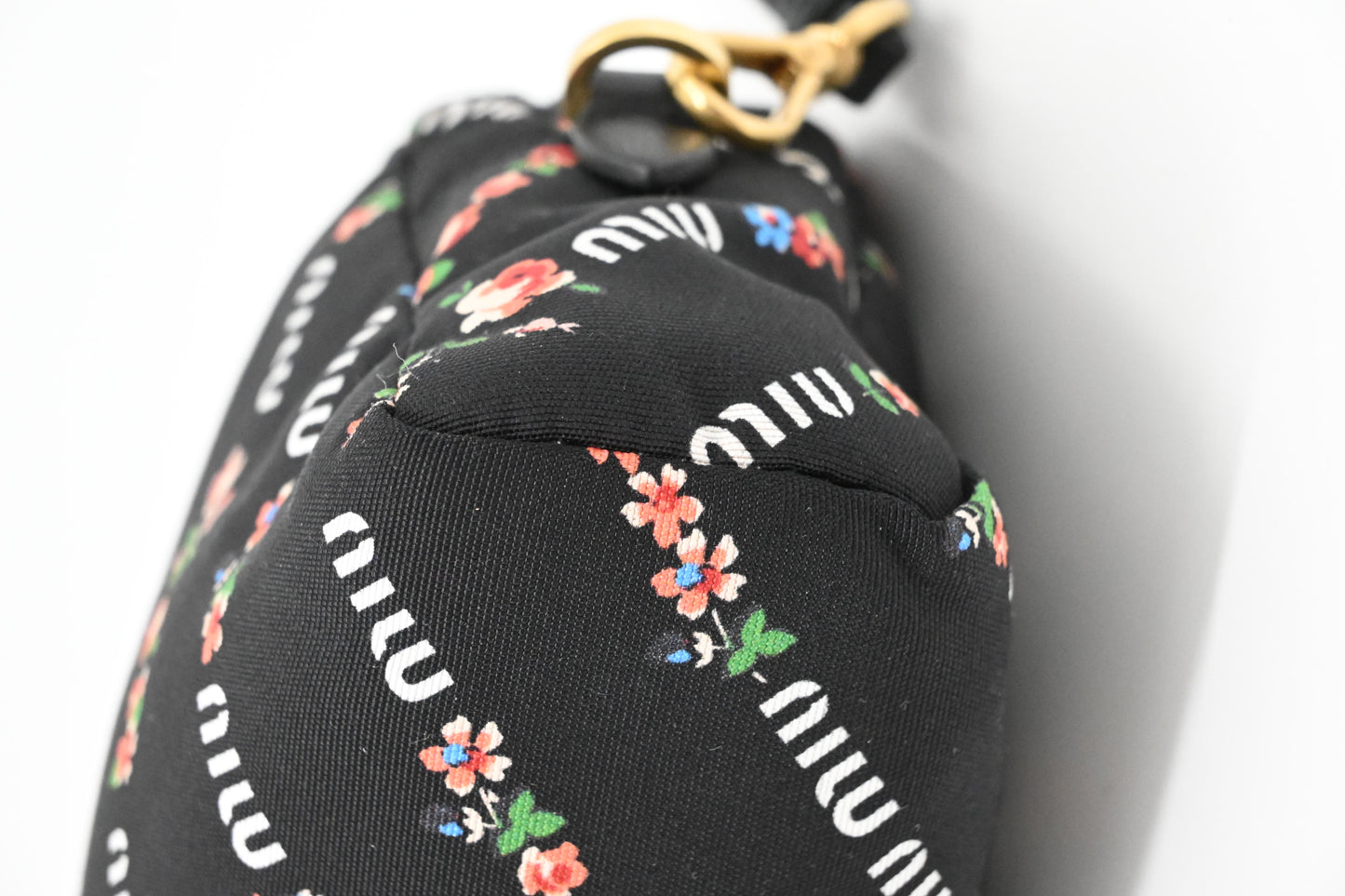 Miu Miu Wrist Pouch in Floral Black Canvas