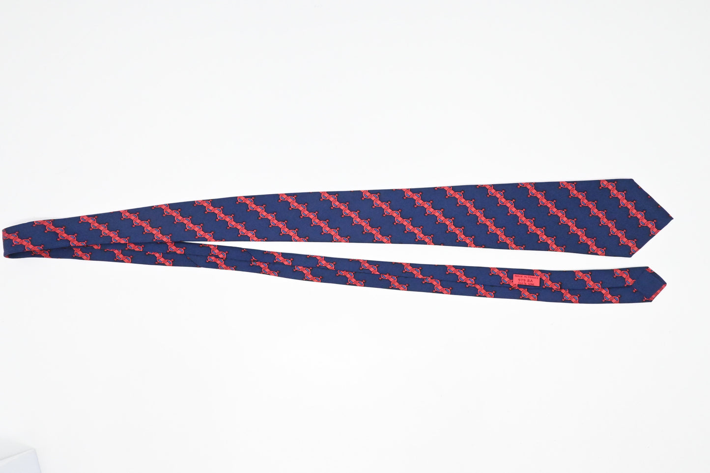 Hermes Tie in Blue and Red Silk