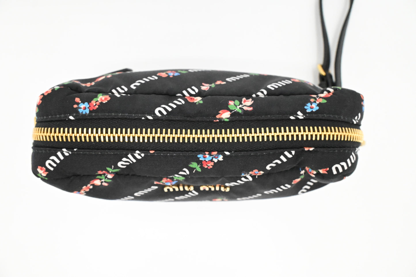 Miu Miu Wrist Pouch in Floral Black Canvas