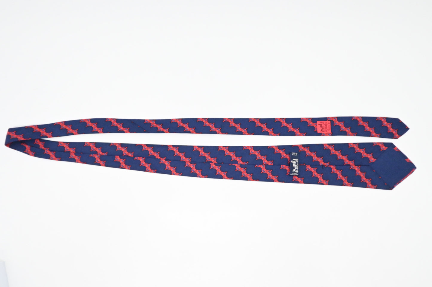 Hermes Tie in Blue and Red Silk