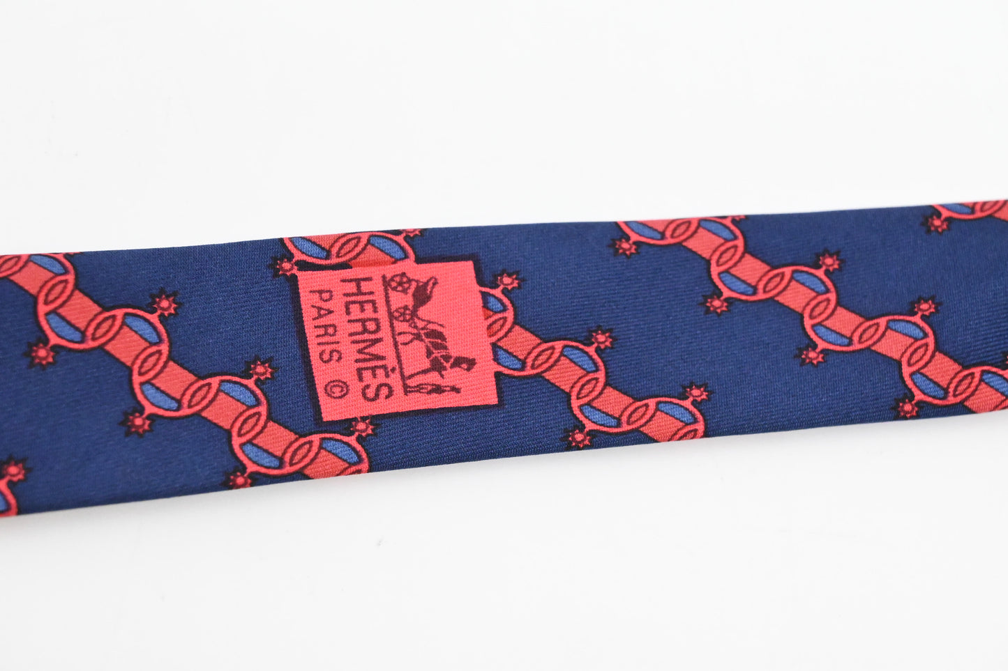 Hermes Tie in Blue and Red Silk