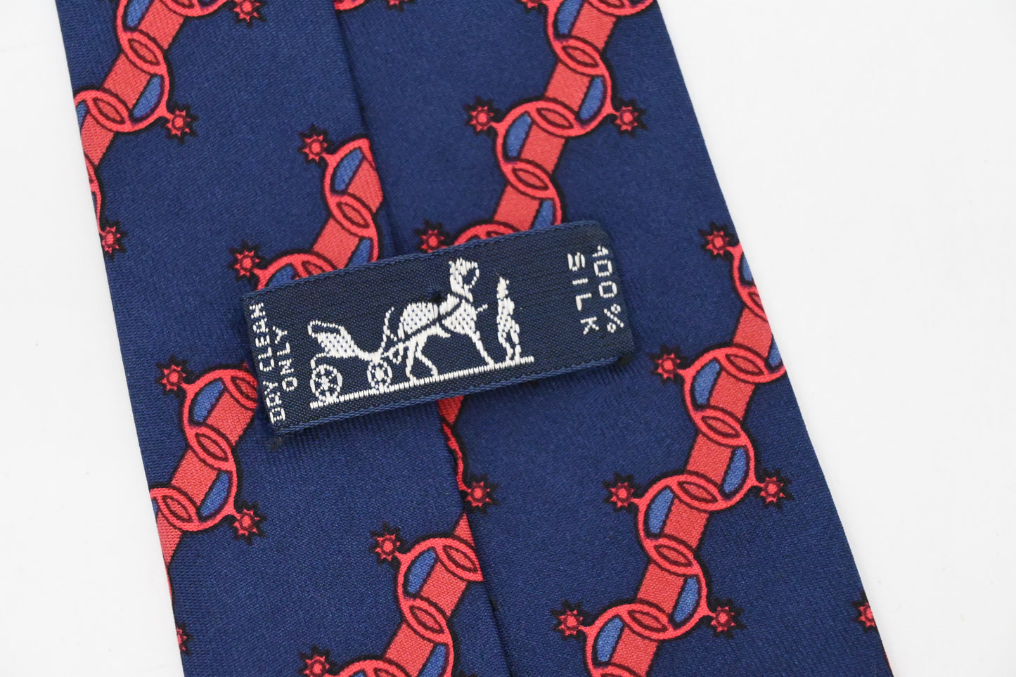 Hermes Tie in Blue and Red Silk