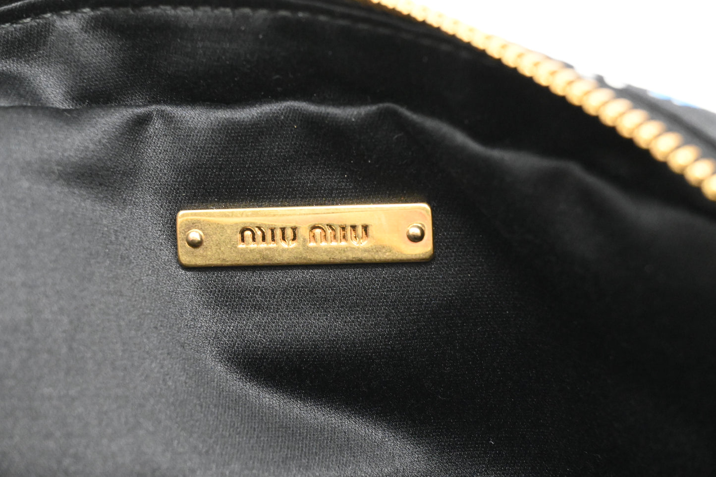 Miu Miu Wrist Pouch in Floral Black Canvas