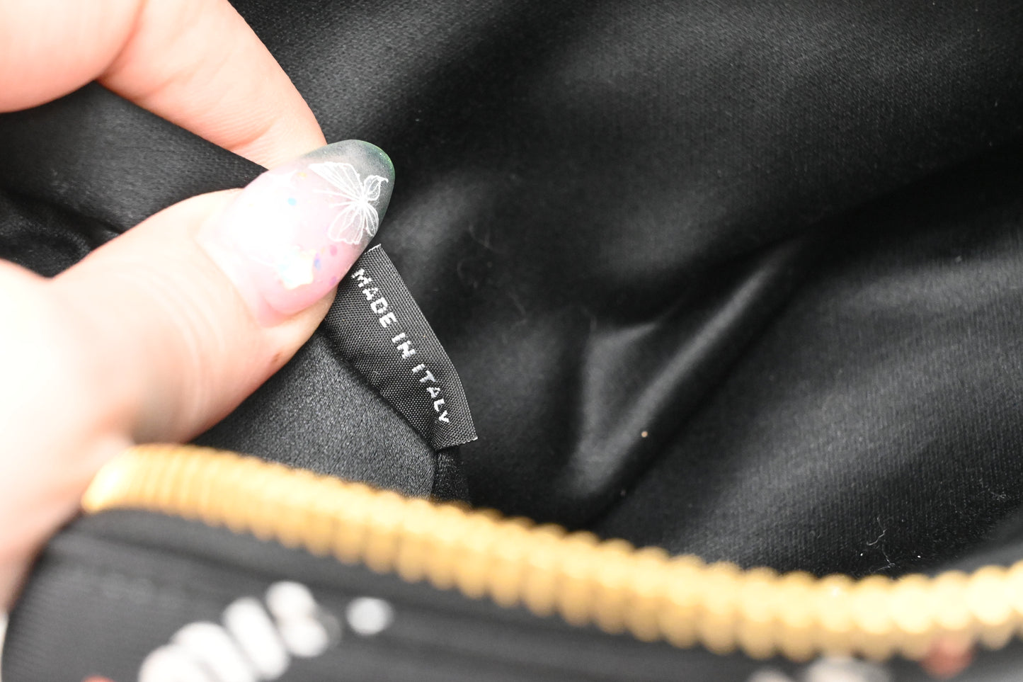 Miu Miu Wrist Pouch in Floral Black Canvas