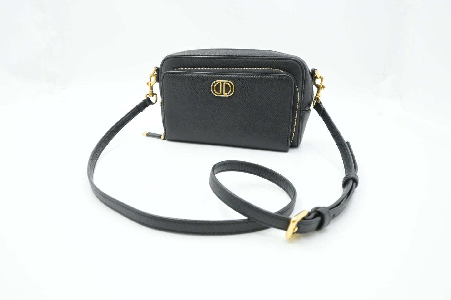 Dior Caro Double Pouch in Black Leather