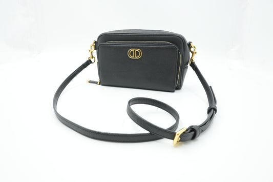 Dior Caro Double Pouch in Black Leather