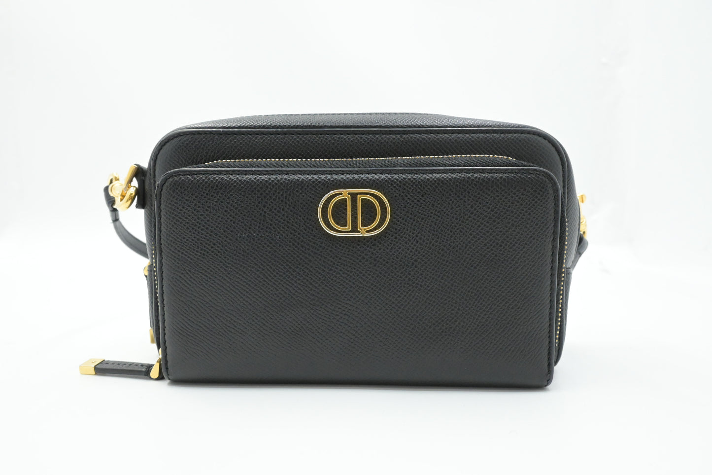 Dior Caro Double Pouch in Black Leather