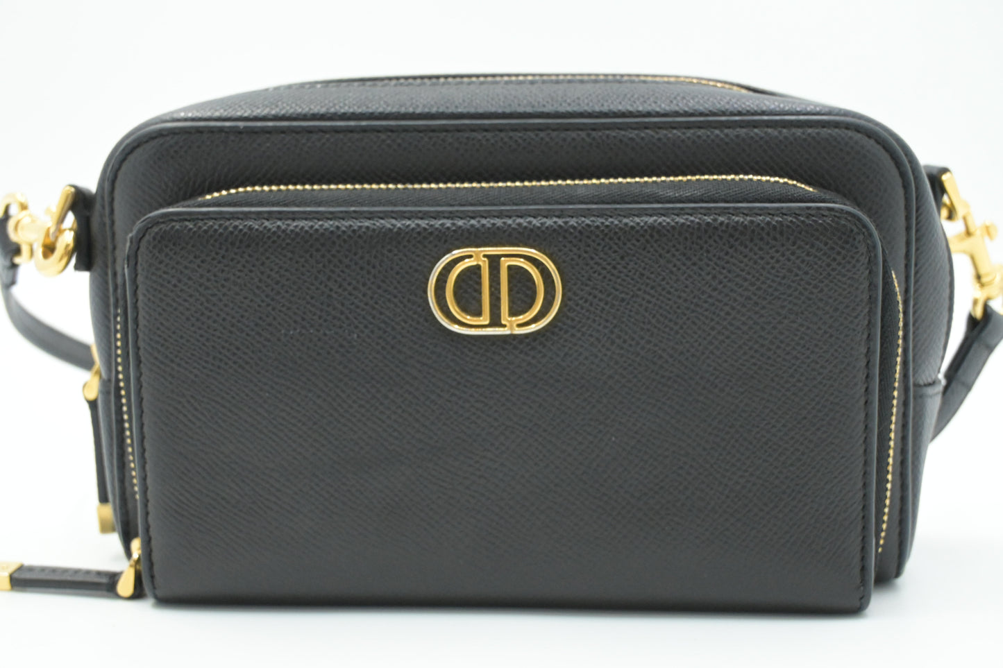 Dior Caro Double Pouch in Black Leather