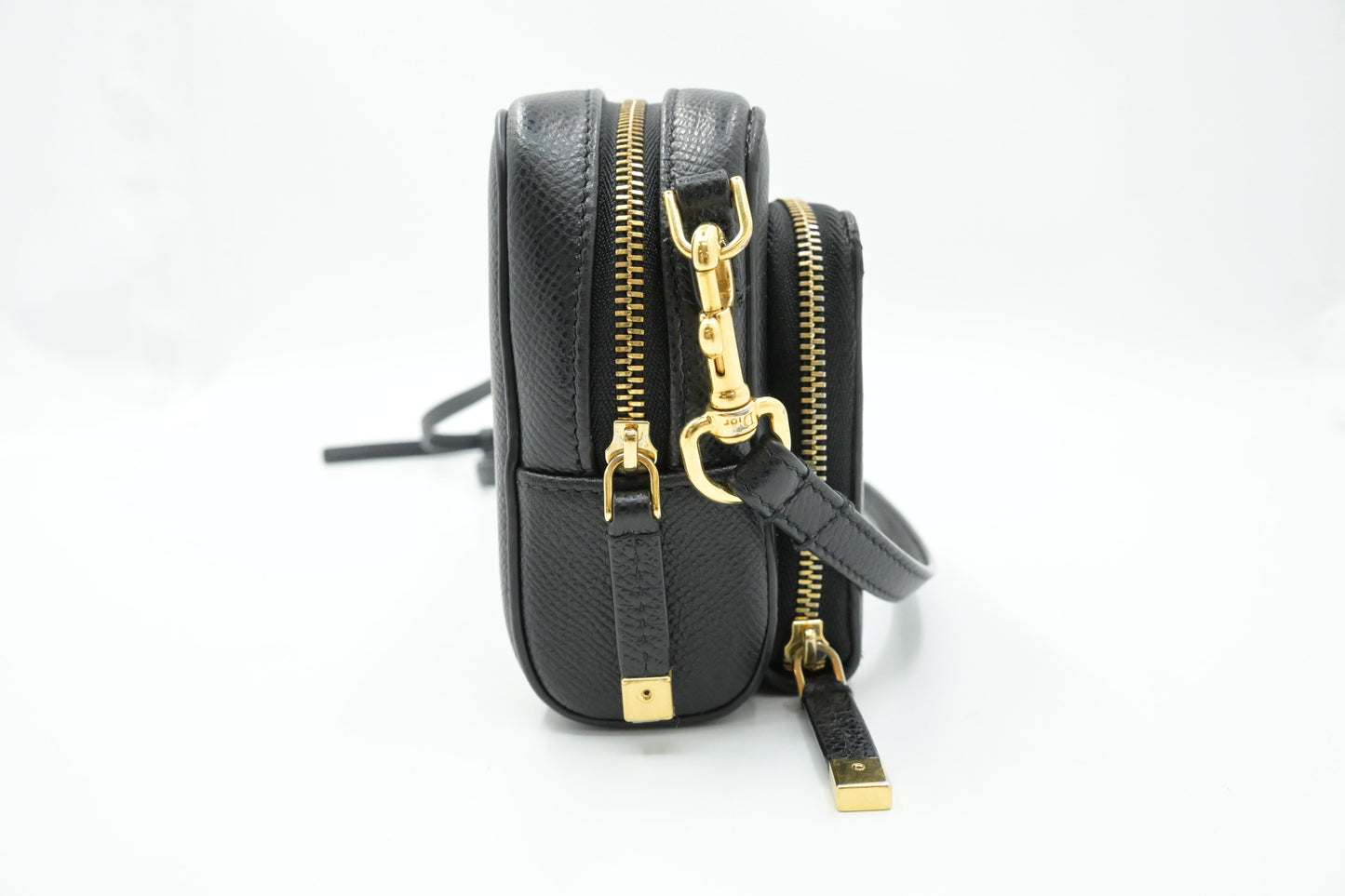Dior Caro Double Pouch in Black Leather
