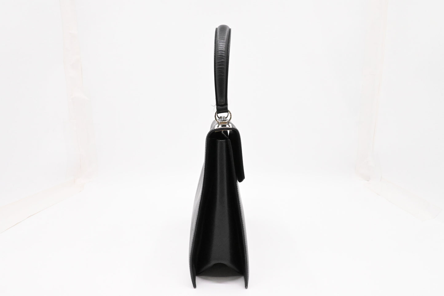 Ferragamo Top Handle Handbag in Black Leather