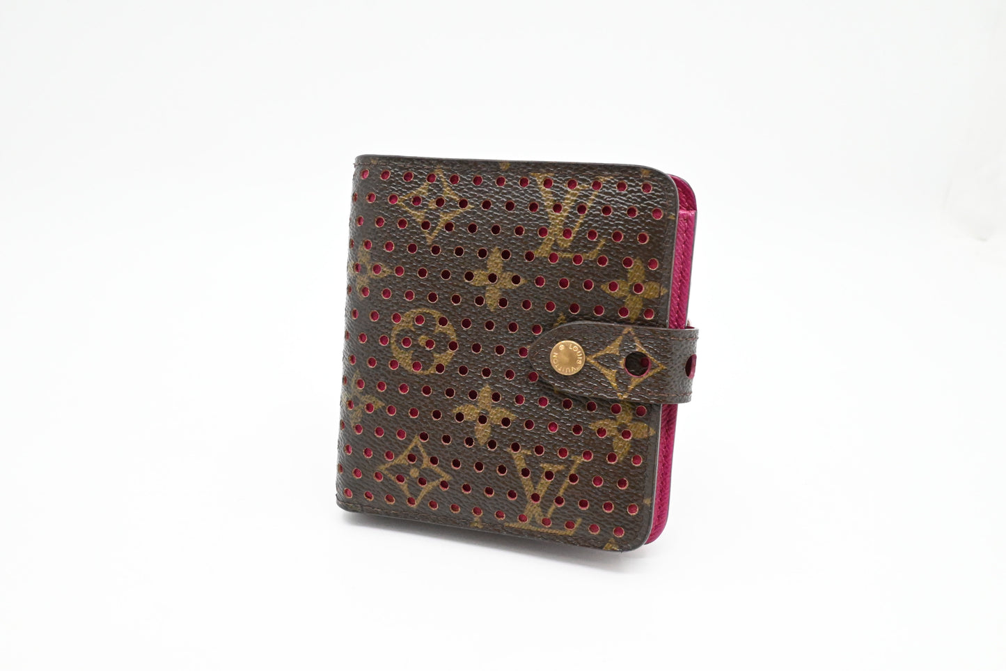 Louis Vuitton Compact Wallet in Pink Perforated Canvas