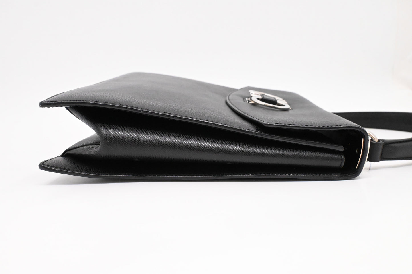 Ferragamo Top Handle Handbag in Black Leather