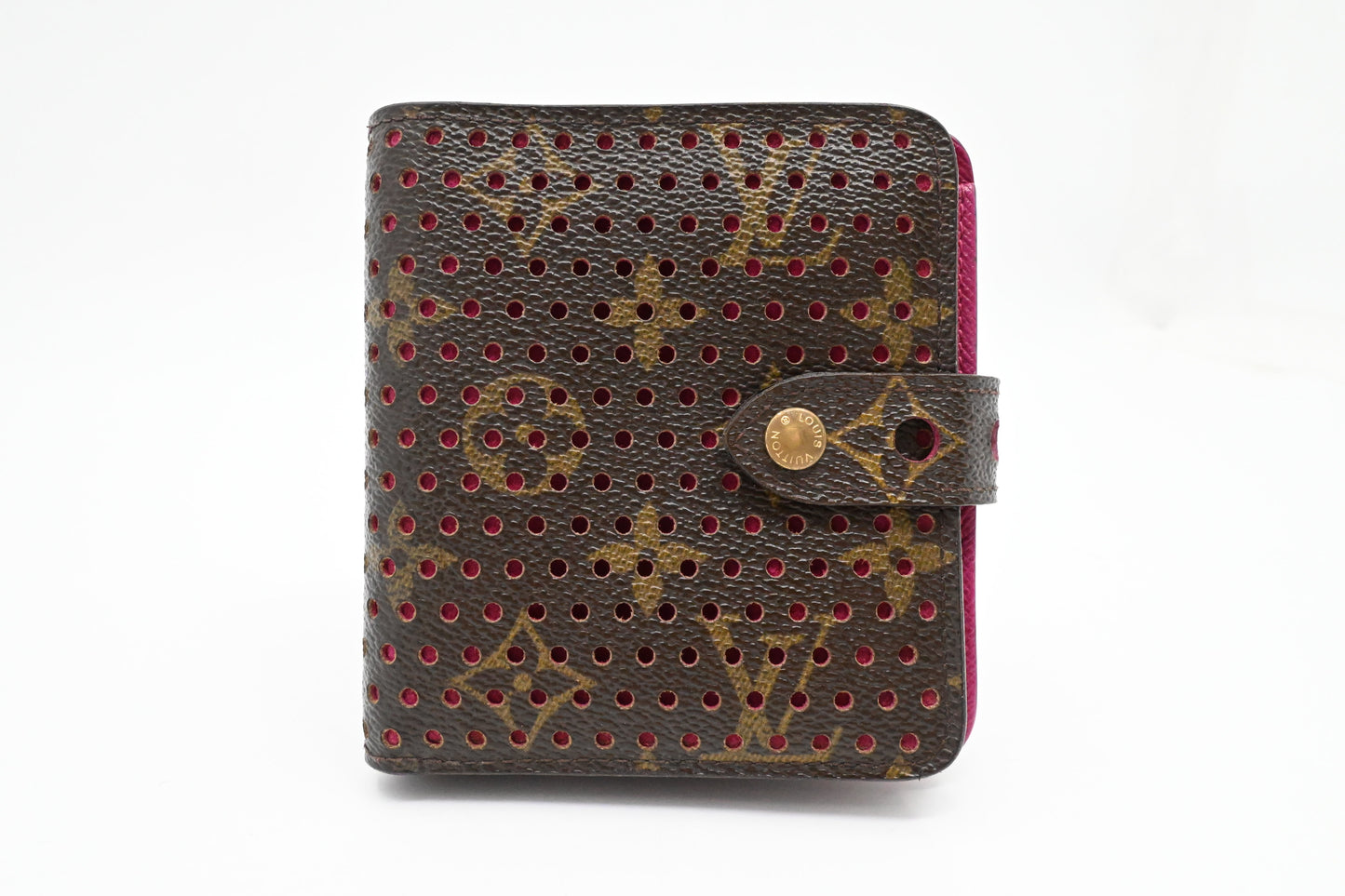 Louis Vuitton Compact Wallet in Pink Perforated Canvas