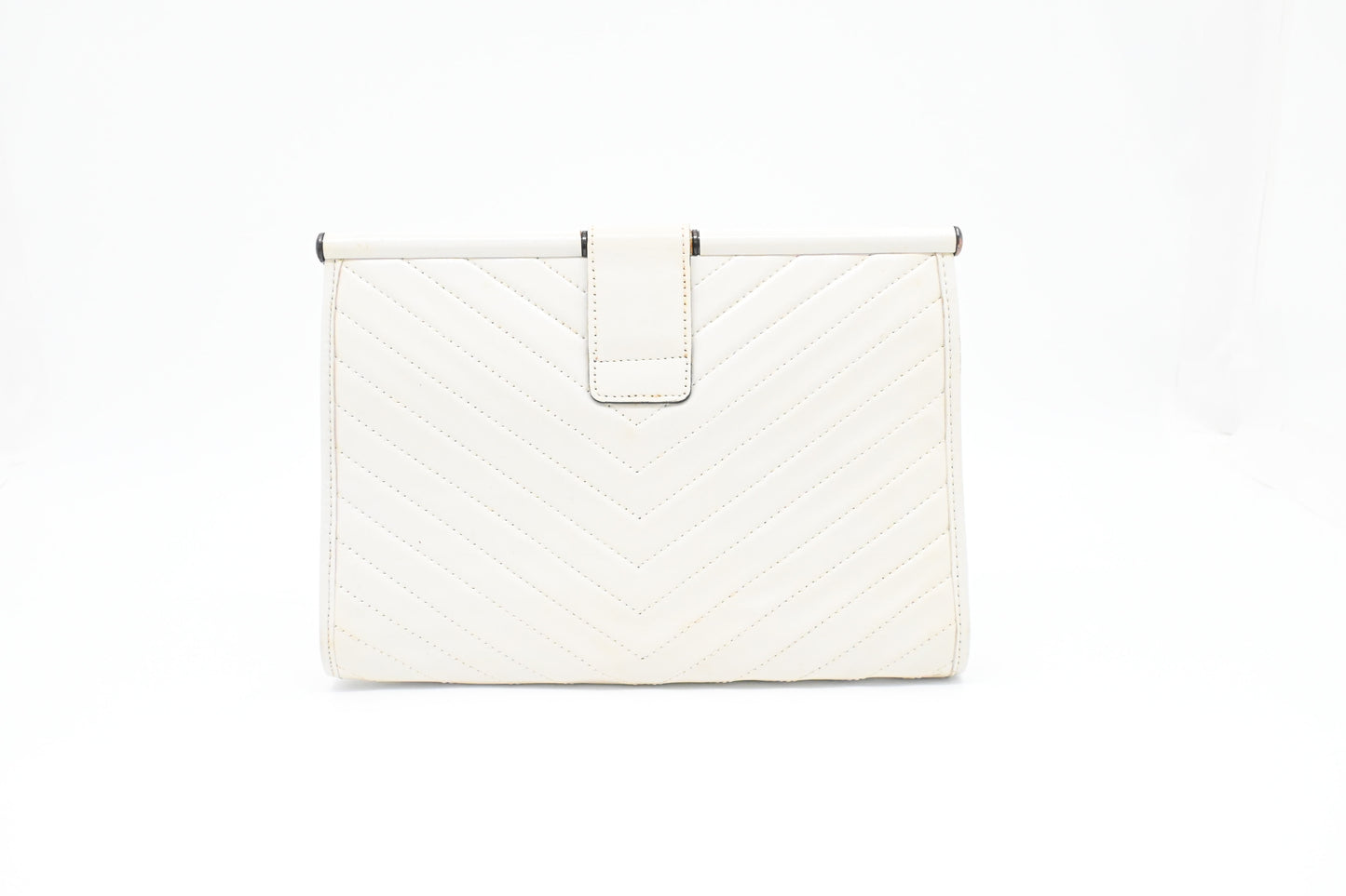 YSL Saint Laurent Clutch in White Chevron Leather