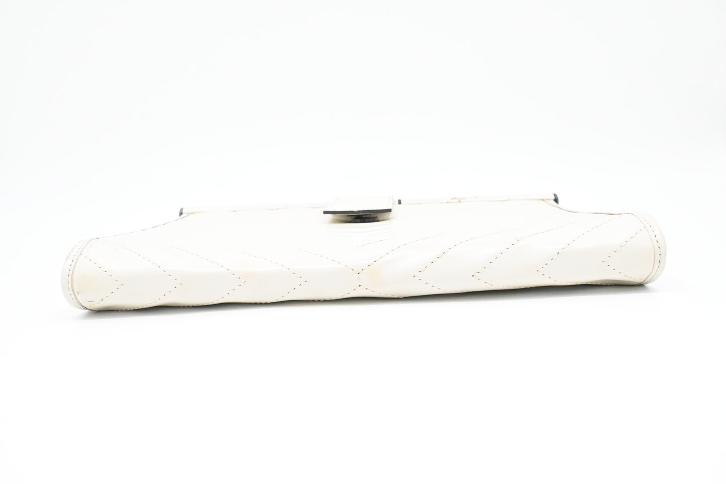 YSL Saint Laurent Clutch in White Chevron Leather