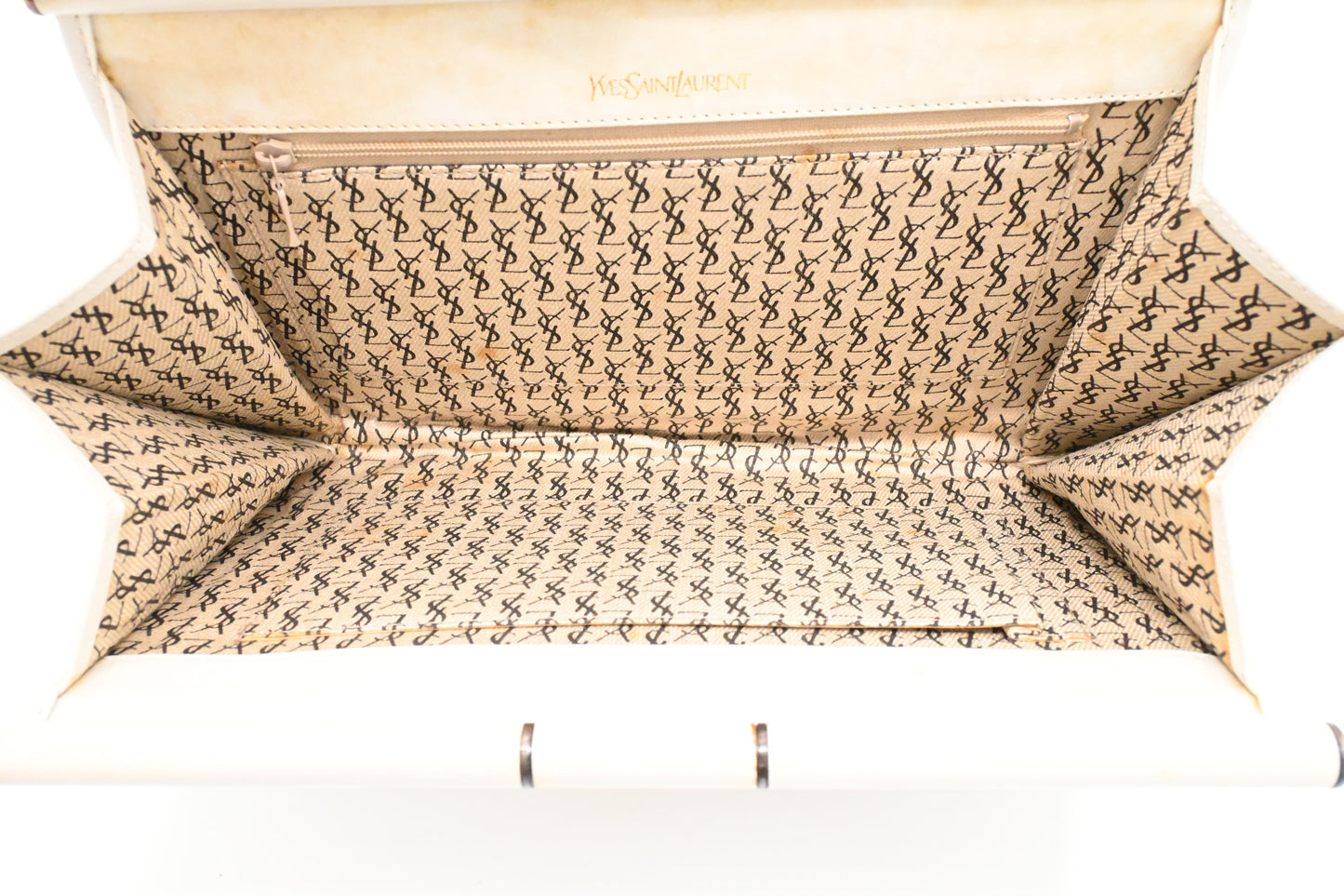 YSL Saint Laurent Clutch in White Chevron Leather