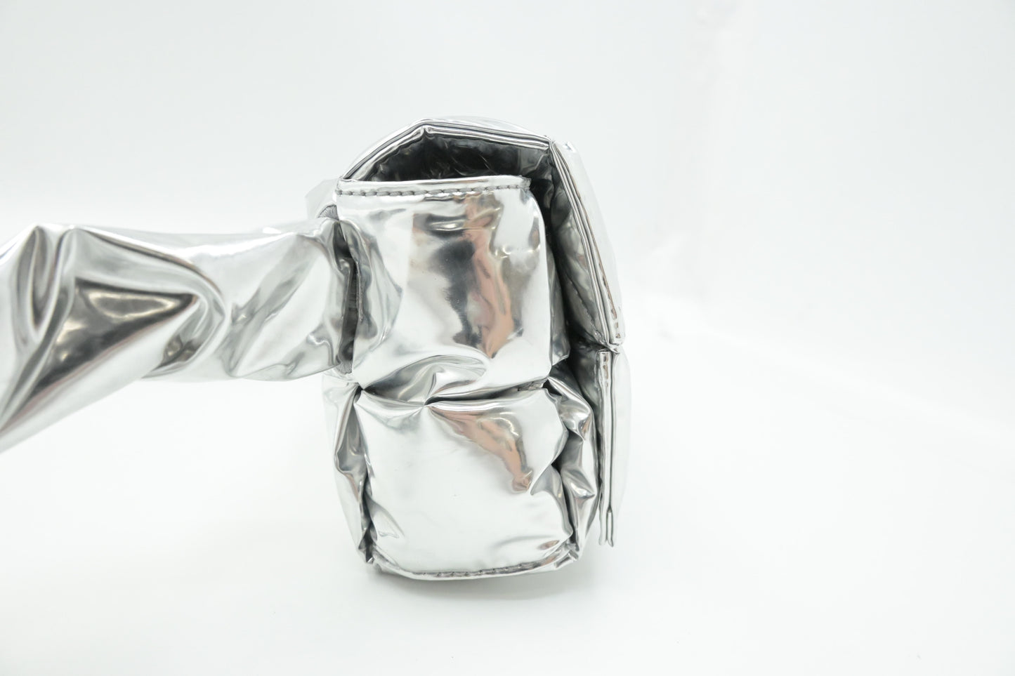 Bottega Veneta Cassette Body Bag in Silver Miror Canvas